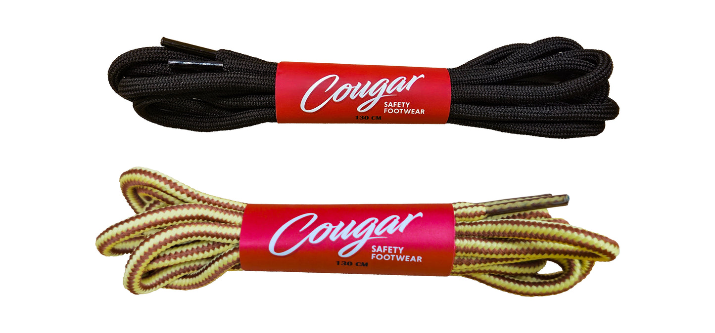 Cougar Boots Laces 1000/1200mm - Colours - Black and Yellow & Brown