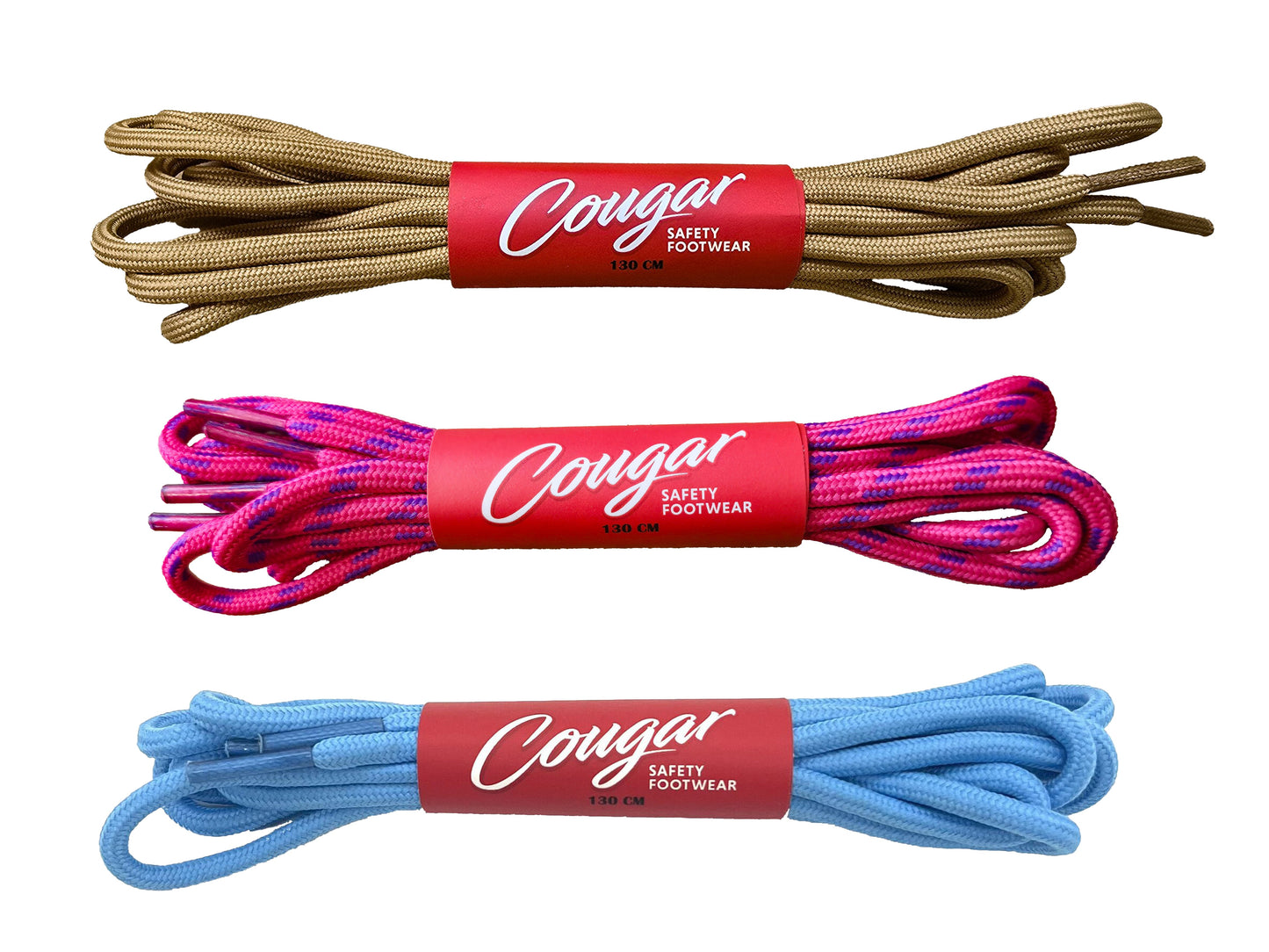 Cougar Boots Laces 1500mm - Colours - Wheat, Pink, Sky Blue, Yellow/Brown & Black/Brown