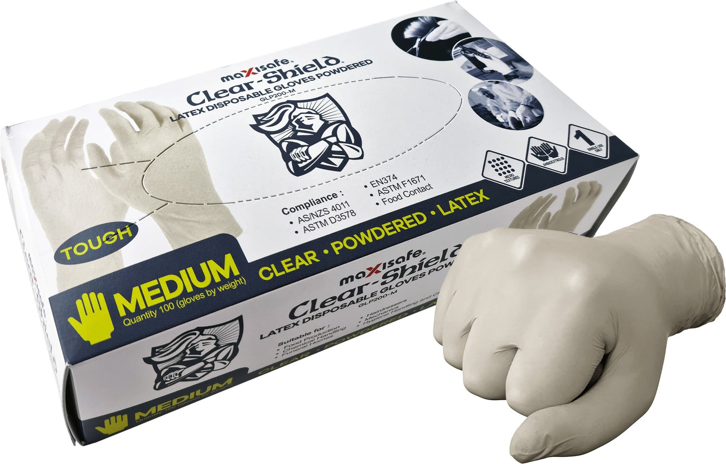 Latex Disposable Gloves Powdered, Box 100