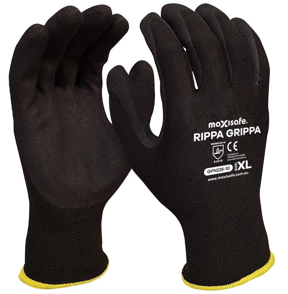 RippaGrippa Nylon glove, Sandy Nitrile coated palm