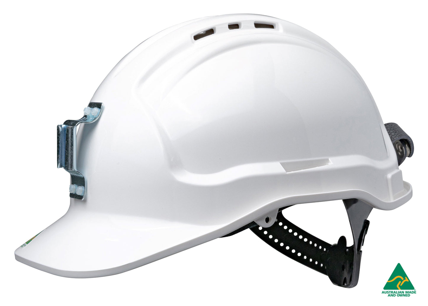 Tuffguard Vented Hard Hat with Ratchet Harness and Metal Lamp Bracket