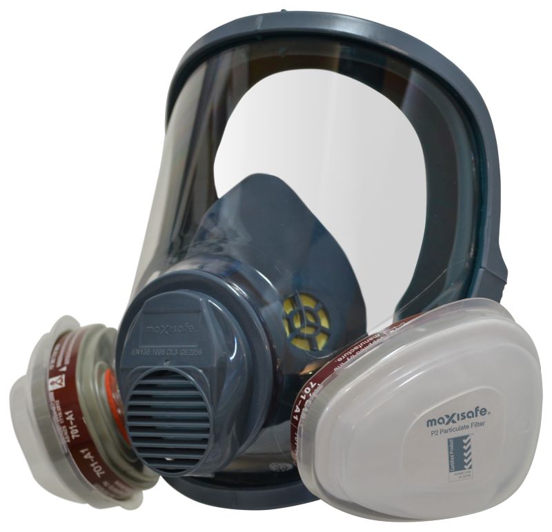 Maxiguard Full Face Silicone Respirator with A1P2 cartridges, Medium