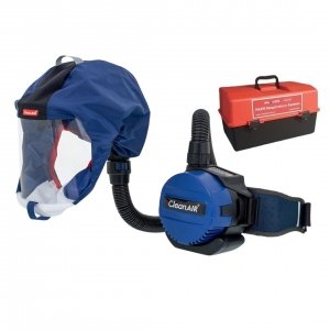 CleanAir Short Blue Hood CA-1 with Basic PAPR and storage container