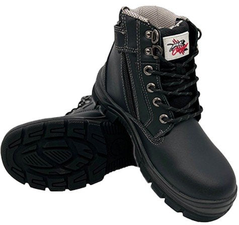 Cougar WANG 6" Black Lace Up Side Zip Collar Boot Non Safety
