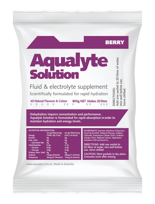 Aqualyte Electrolyte Powder Berry Flavoured Sachets 800g x 10