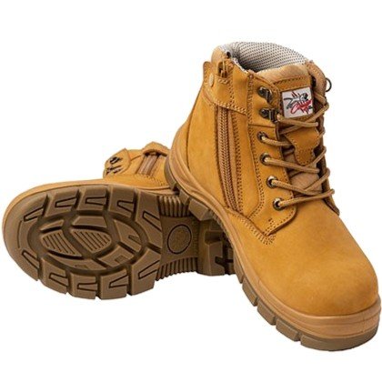 Cougar BONDI 6" Wheat Lace Up Side Zip Collar Boot Composite Toe