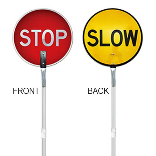 Stop/Slow Sign - extendable aluminium handle - Class 1 Reflective