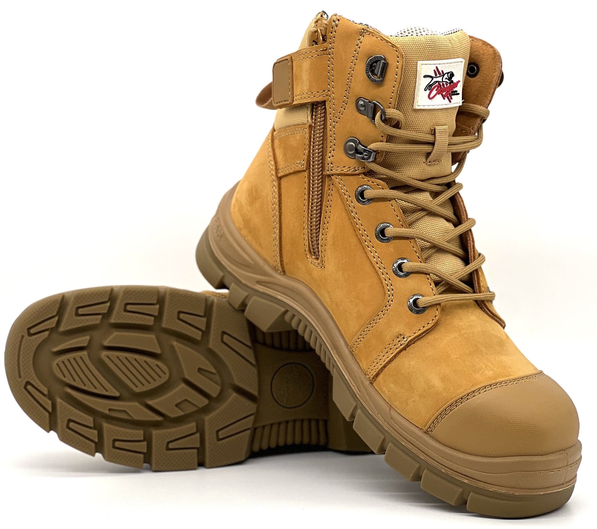Cougar BUNDABERG 8" Wheat Lace Up Side Zip With Scuff Cap Composite Toe
