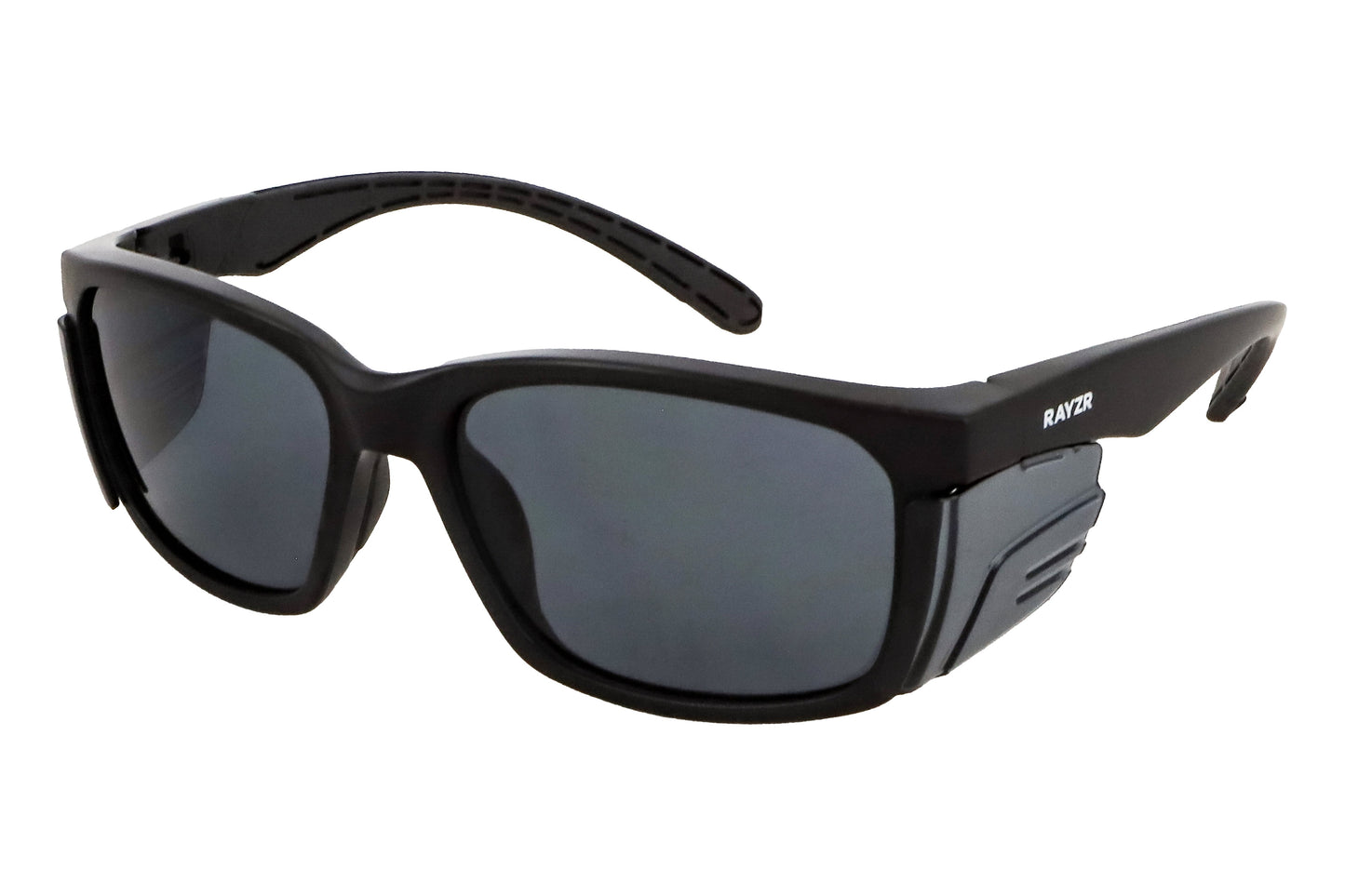 Rayzr Safety Glasses - Matte Black Frame - Smoke Lens Polarised