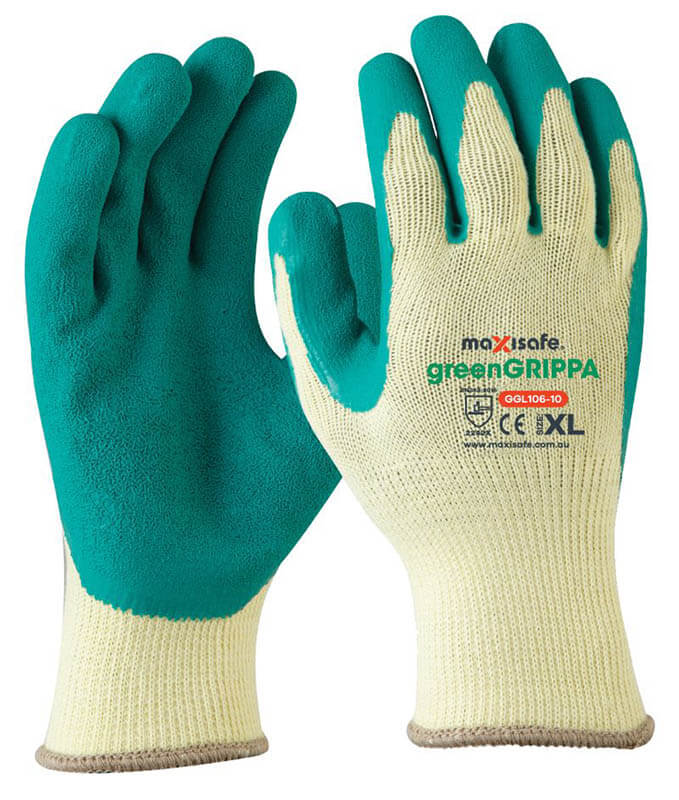 Green Grippa Knitted poly cotton, green latex palm