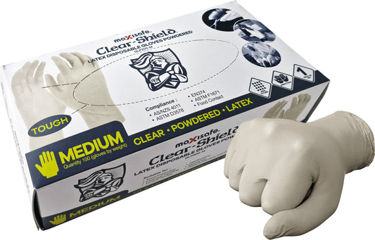 Latex Disposable Gloves Powdered, Box 100