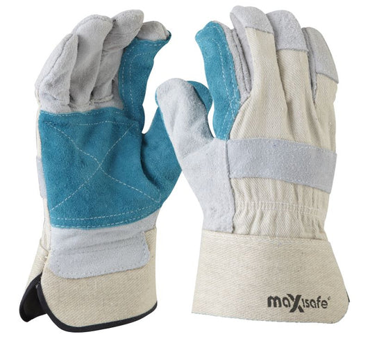 Maxisafe Heavy Duty Green Leather Polisher's glove Retail Carded