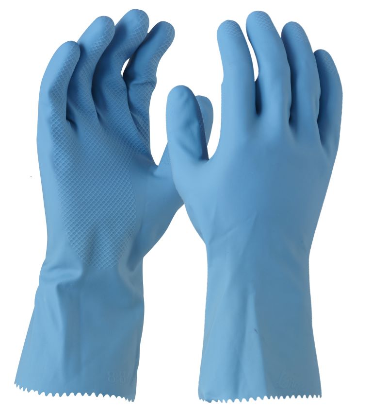 Blue latex silverlined glove, 30cm