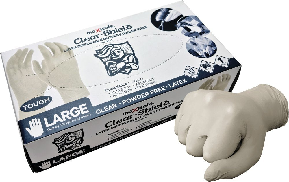 Latex Disposable Gloves, Unpowdered, Box 100