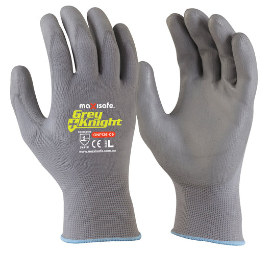 Grey Knight Nylon glove, grey PU coated