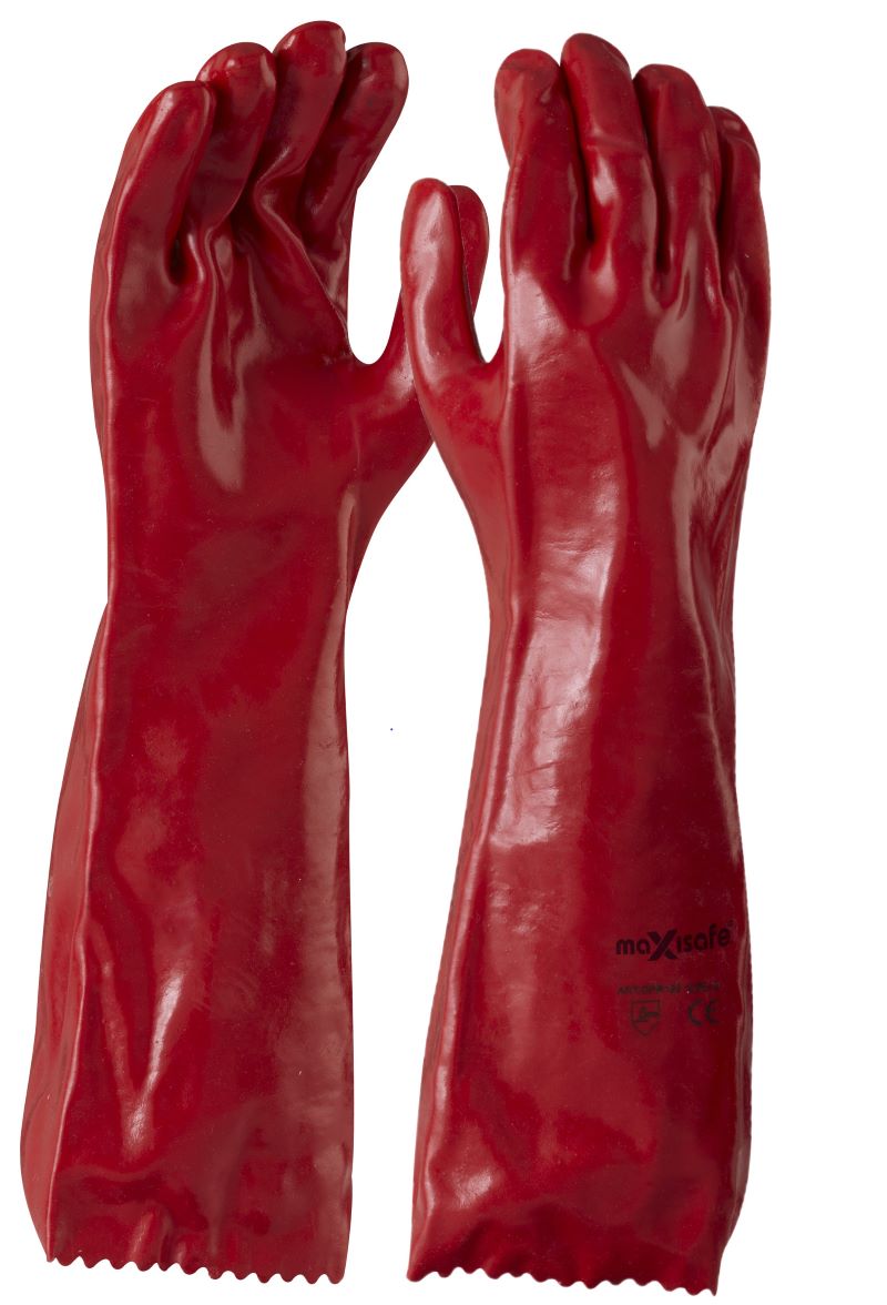 Maxisafe Red PVC gauntlet - 45cm Retail Carded