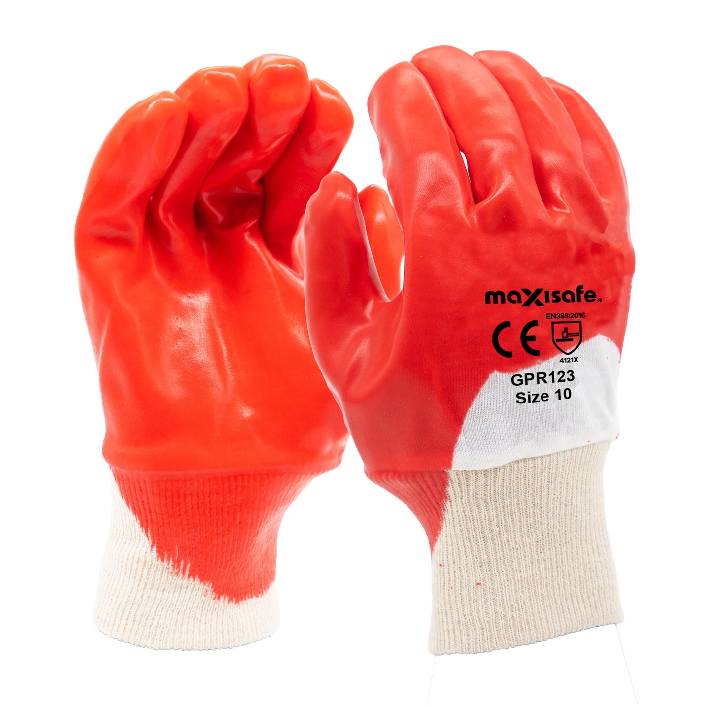 Maxisafe Red PVC 3/4 Dipped, knitted wrist