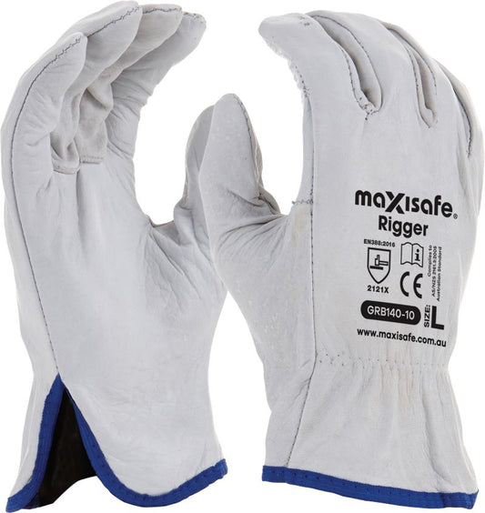 Maxisafe Natural Cowgrain Rigger Glove - Retail Carded