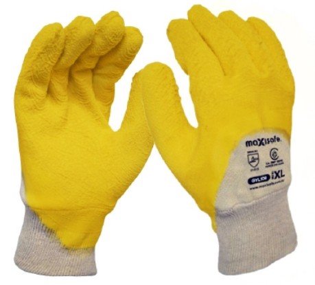 Economy Yellow Latex Glass Gripper Glove - Retail Carded