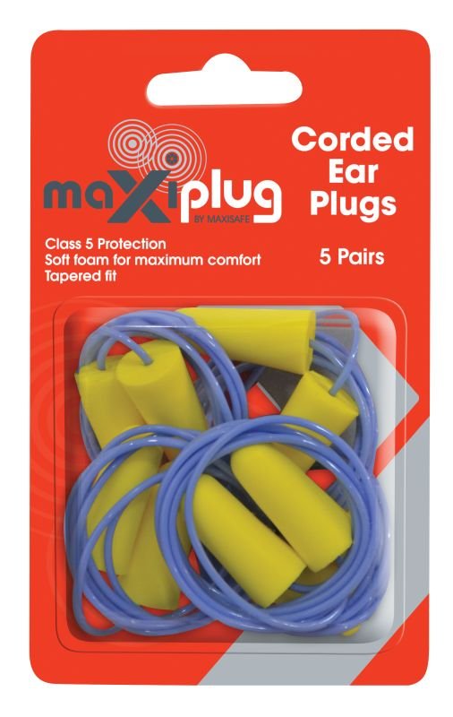 MaxiPlug Corded Earplugs - Blister Pack 5 Pairs