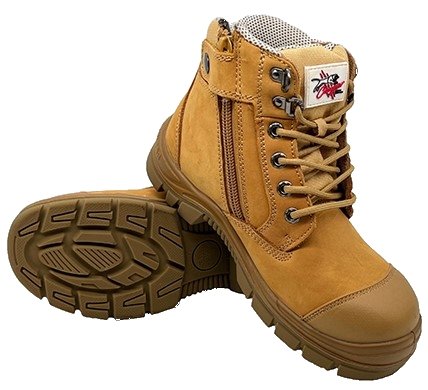 Cougar MIAMI 6" Wheat Lace Up Side Zip Collar Boot With Scuff Cap