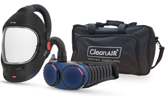 CleanAIR Omnira Face Shield & AerGO PAPR Kit, with duffel bag