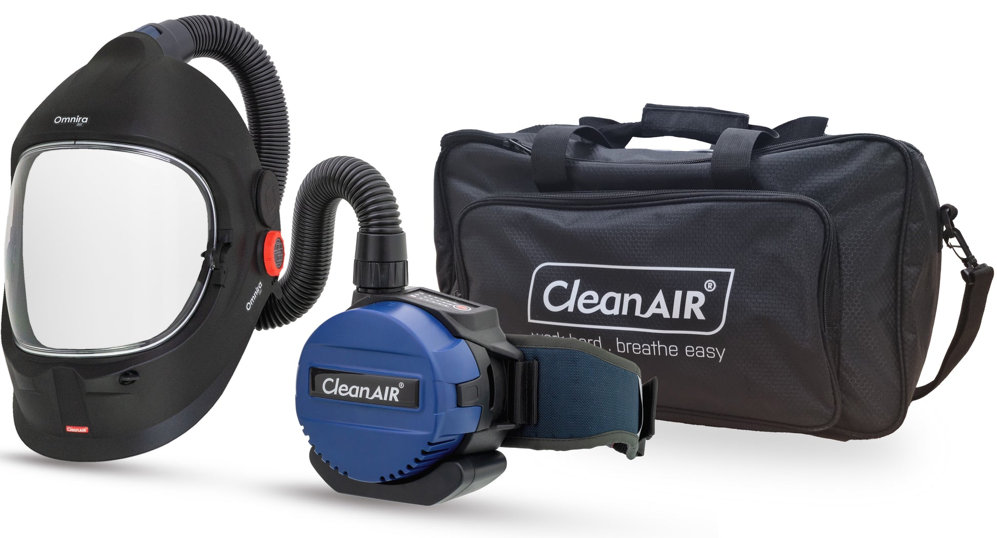 CleanAIR Omnira Face Shield & Basic PAPR Kit, with duffel bag