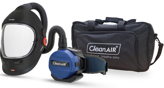CleanAIR Omnira Face Shield & Basic PAPR Kit, with duffel bag