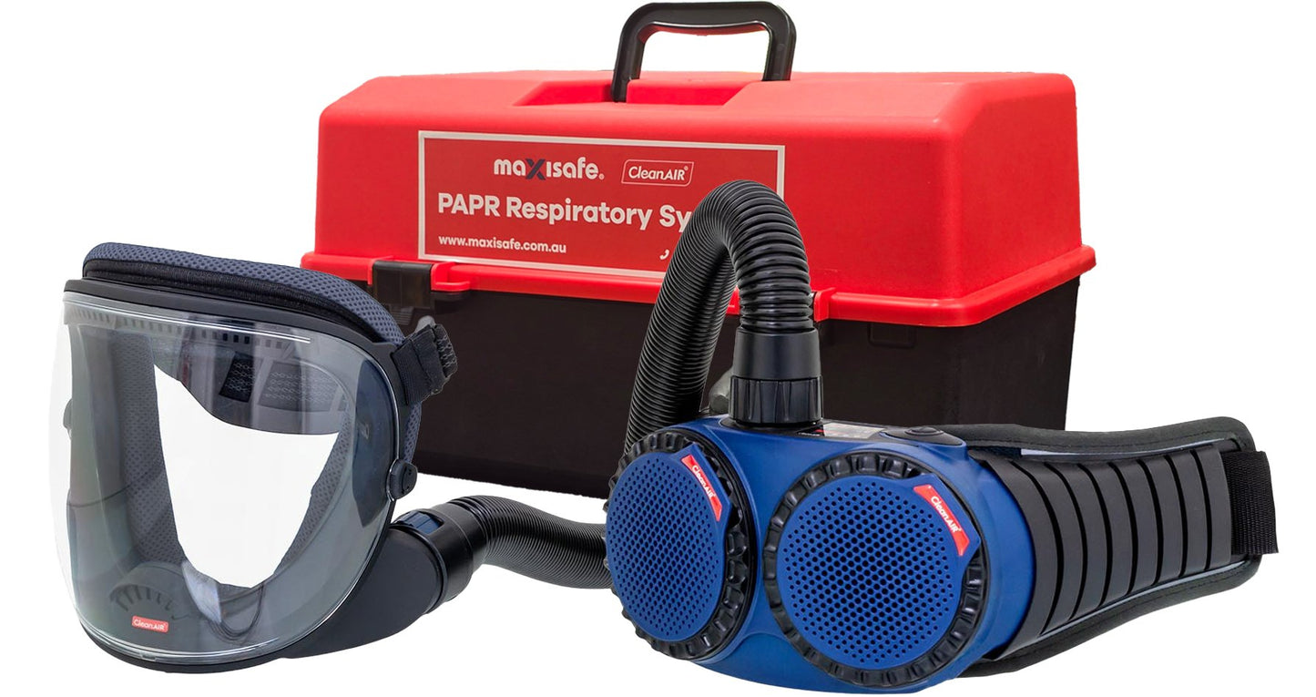 UniMask with AerGO PAPR and P3 filters in portable storage container