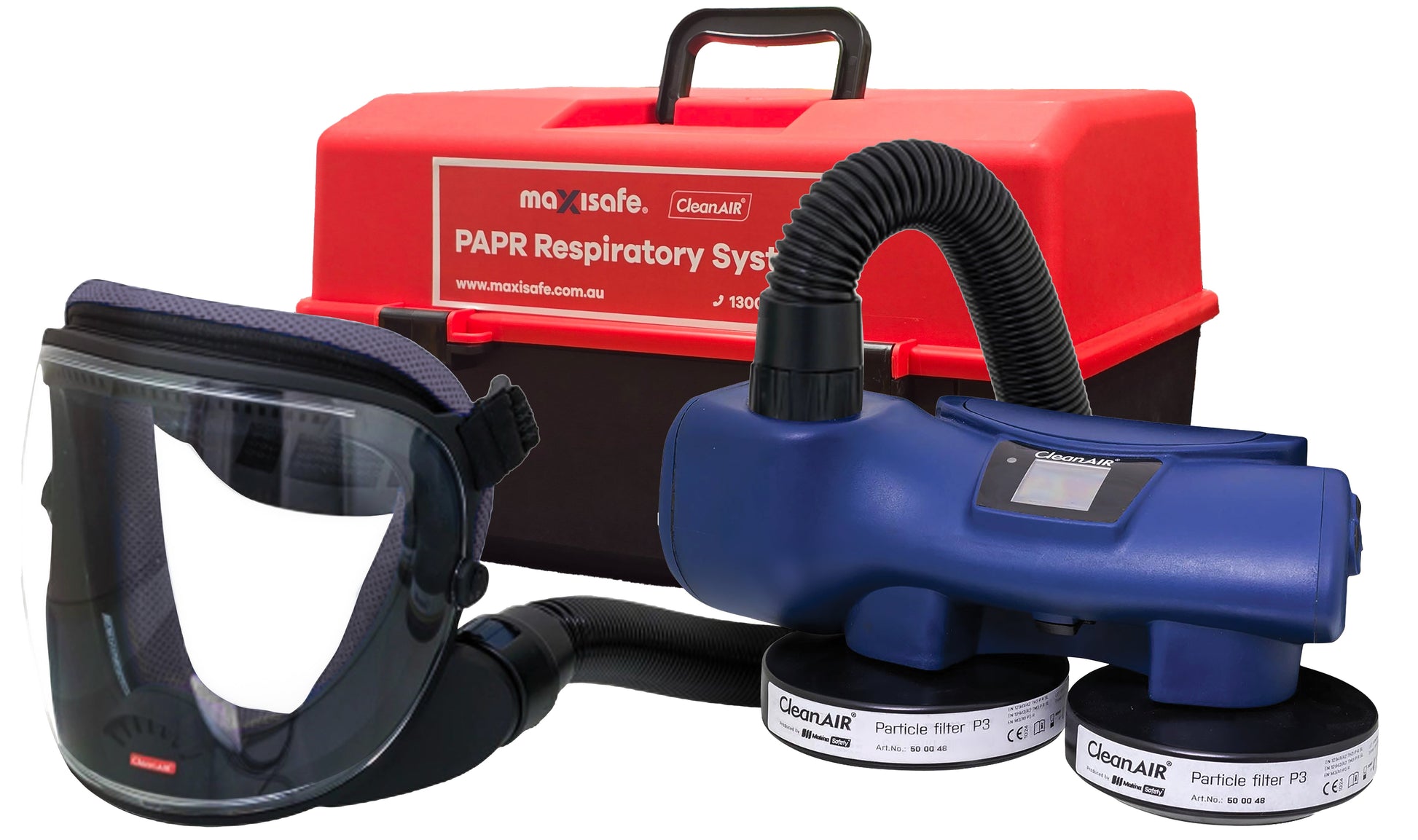 UniMask with Chemical 2F PAPR and P3 Filters in portable storage container