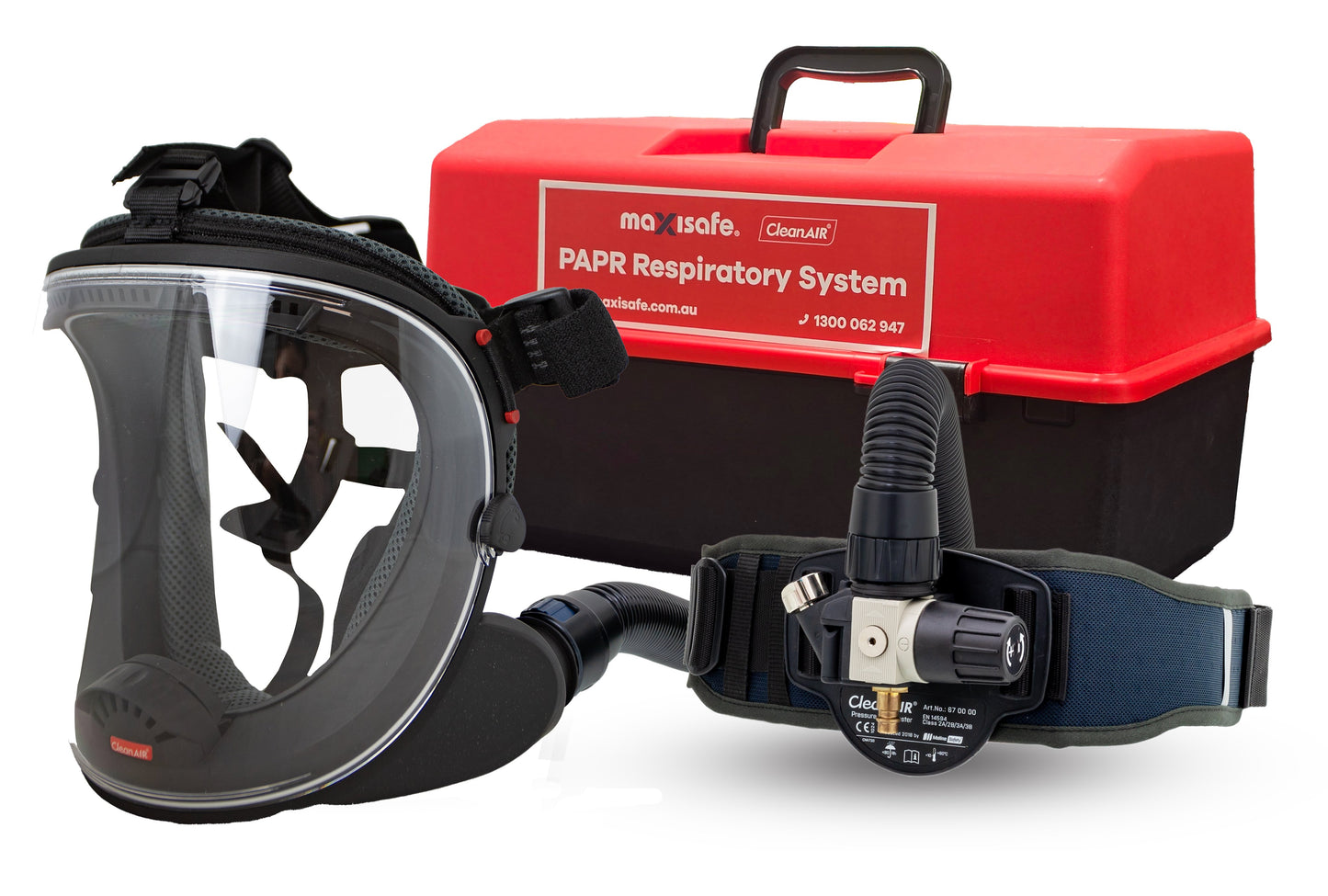 UniMask 5-point Harness with Pressure Flowmaster in portable storage container