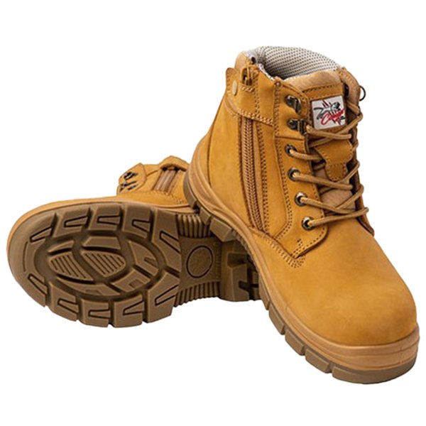 Cougar SORRENTO 6" Wheat Lace Up Side Zip Collar Boot Non-Safety