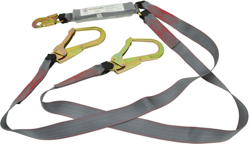 Maxisafe Double Lanyard w/ Snaphook & Scaffold Hook – 2m