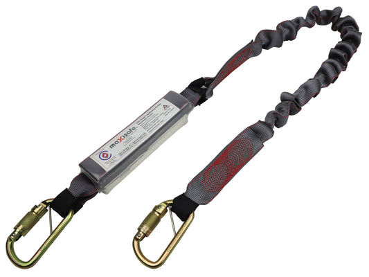 Maxisafe 2m Heavy Duty Single Elasticated Lanyard w/ Triple Action Karabiners
